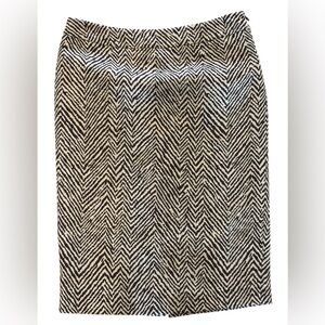 LES COPAINS Wool Blend Pencil Skirt Chocolate Brown Cream Pattern IT 40 / US 4
